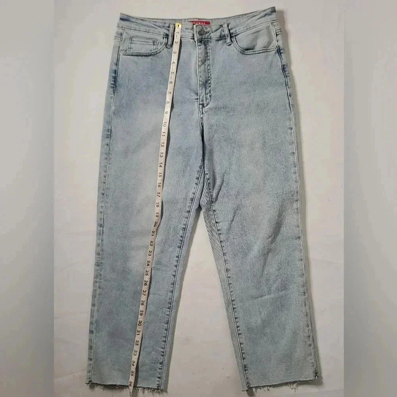 Guess High Rise Loose Boyfriend Denim Blue Jeans Raw Hem SZ 31 W Light  Wash - Picture 5 of 9